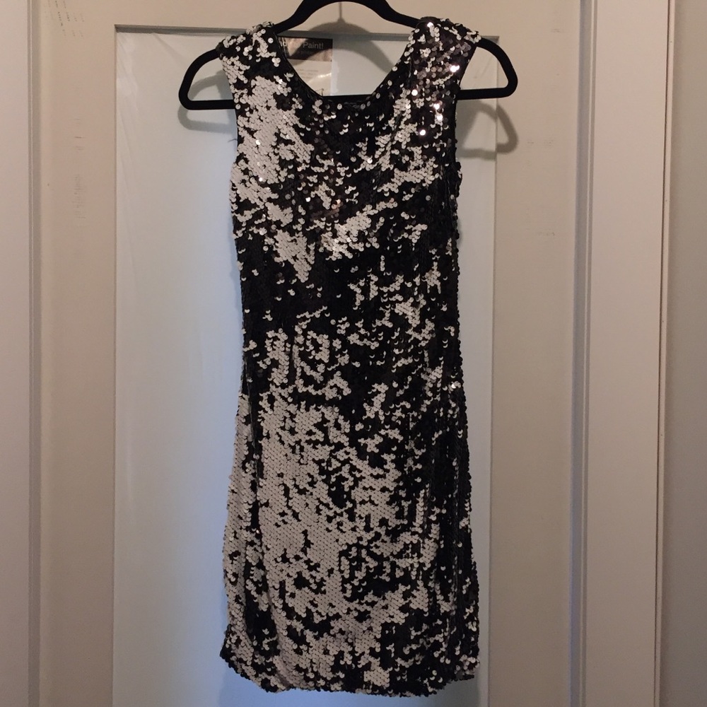 Aidan Mattox black white sequin dress size 0